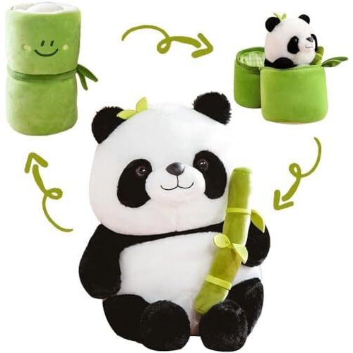 Hug 'N' Feel Soft Toys Kawaii Panda Plush In Bamboo  Soft Stuffed Animal Toy With Bamboo, Cute Plushie Doll Gift For Kids, Girls, Boys, Birthday, ValentineS Day