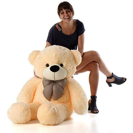 Hug 'N' Feel Soft Toys Soft Toys Long Soft Lovable Huggable Cute Giant Life Size Teddy Figure Child Safe Best For Birthday Gift Valentine Gift For Girlfriend 3 Feet Cream Plush & Stuffed Toys