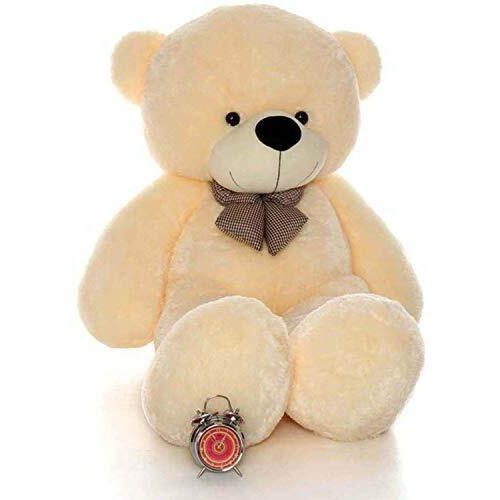 Hug 'N' Feel Soft Toys Loveable Hugable Soft Giant Life Size, Long Huge Teddy Bearplush & Stuffed Toys (Best For Someone Special) Cream 5 Feet 150 Cm With Free Heart Shape Cusion
