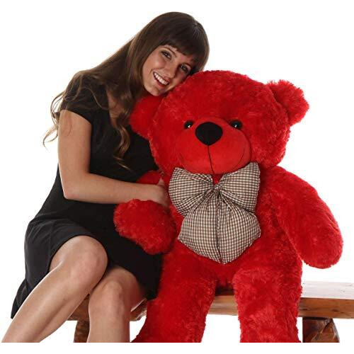 Hug 'N' Feel Soft Toys Soft Toys Long Soft Lovable Huggable Cute Giant Life Size Teddy Figure Child Safe Best For Birthday Gift Valentine Gift For Girlfriend 3 Feet Red Plush & Stuffed Toys