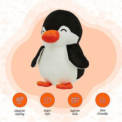 Hug 'N' Feel Soft Toys Penguin, Plush/Soft Toy For Boys, Girls And Kids, Super-Soft, Safe, Great Birthday Gift (Black And White, 22 Cm)