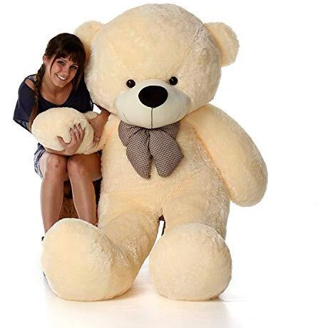 Hug 'N' Feel Soft Toys Soft Toys Long Soft Lovable Huggable Cute Giant Life Size Teddy Bear Child Safe Best For Birthday Gift Valentine Gift For Girlfriend 5 Feet Cream Plush & Stuffed Toys