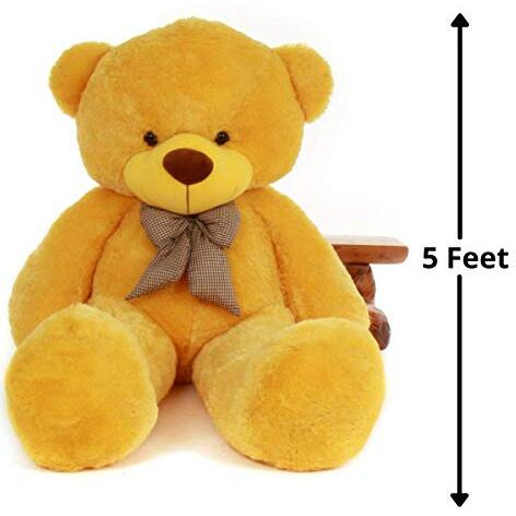 Hug 'N' Feel Soft Toys 5 Feet Yellow Giant Teddy Bear Soft, Plush, And Cuddly Stuffed Animal For Kids, Birthdays, Anniversaries, Valentine's Day, And Special Occasions Large Huggable