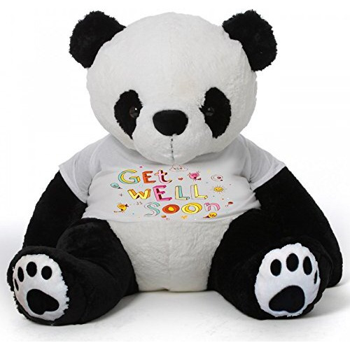 Hug'N'Feel Soft Toys Big Teddy Panda Wearing Get Well Soon T-Shirt 3 Feet Panda_T Shirt_Get Well Soon Plush & Stuffed Toys