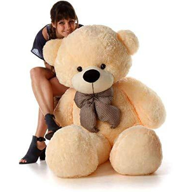 Hug 'N' Feel Soft Toys Soft Toys Long Soft Lovable Huggable Cute Giant Life Size Teddy Figure Child Safe Best For Birthday Gift Valentine Gift For Girlfriend 4 Feet Cream Plush & Stuffed Toys