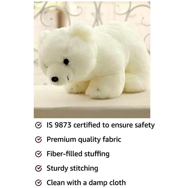Hug 'N' Feel Soft Toys Cute Polar Bear Stuffed Soft Toy For Kids Plush & Stuffed Toys (White-Pollerbear-25 Cm) Lovely Teddy Figure