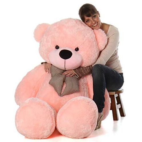 Hug 'N' Feel Soft Toys Soft Toys Long Soft Lovable Huggable Cute Giant Life Size Teddy Bear Child Safe Best For Birthday Gift Valentine Gift For Girlfriend 5 Feet Pink Plush & Stuffed Toys