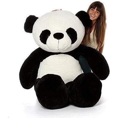 Hug 'N' Feel Soft Toys Loveable Hugable Soft Giant Life Size, Long Huge Teddy Bearplush & Stuffed Toys (Best For Someone Special) White And Black Panda 7 Feet 210 Cm With Free Heart Shape Cusion