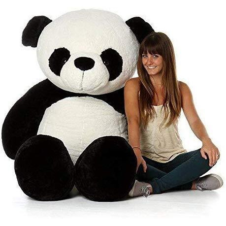 Hug 'N' Feel Soft Toys Loveable Hugable Soft Giant Life Size, Long Huge Teddy Bearplush & Stuffed Toys (Best For Someone Special) White And Black Panda 7 Feet 210 Cm With Free Heart Shape Cusion