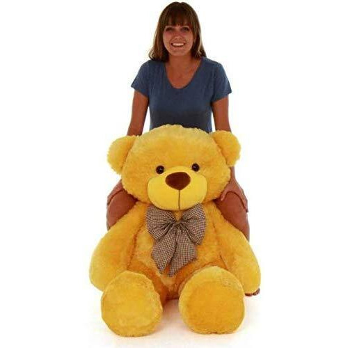 Hug 'N' Feel Soft Toys Loveable Hugable Soft Giant Life Size, Long Huge Teddy Bearplush & Stuffed Toys (Best For Someone Special) Yellow 7 Feet 210 Cm With Free Heart Shape Cusion