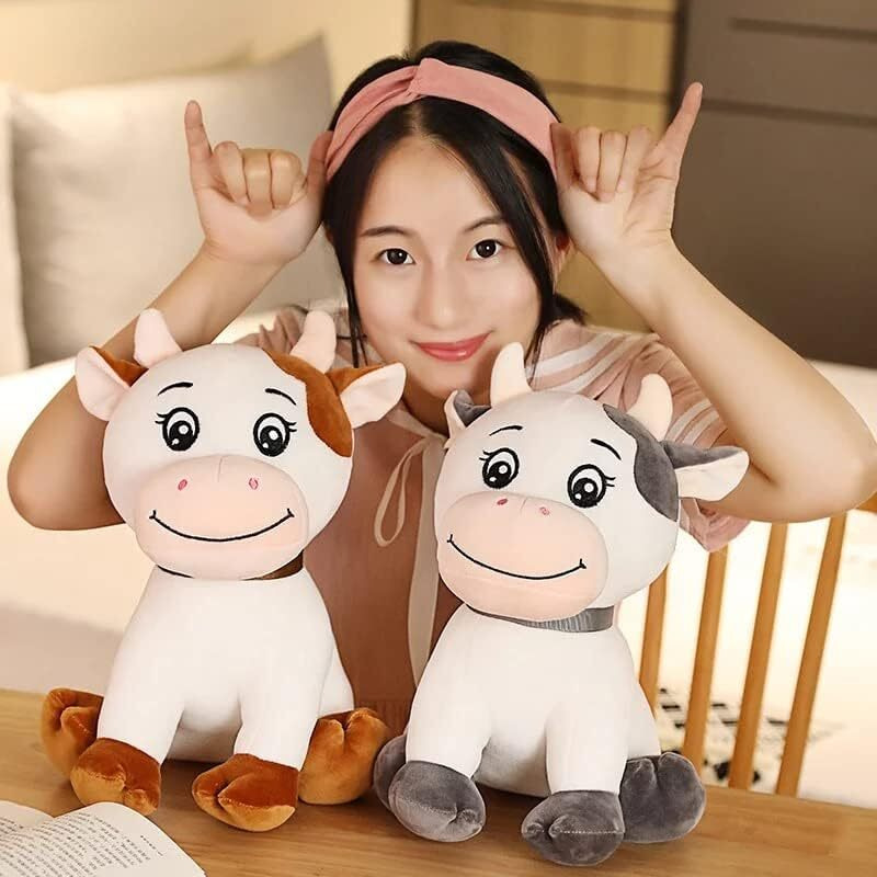 Hug 'N' Feel Soft Toys Random Color Sitting Cow Stuffed Soft Toy 25Cm Single Piece