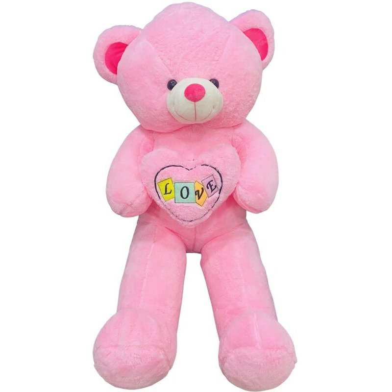 Hug 'N' Feel Soft Toys Long Soft Heart Teddy Cute Giant Life Size Teddy Bear 100Cm Heart Teddy Plush & Stuffed Toys
