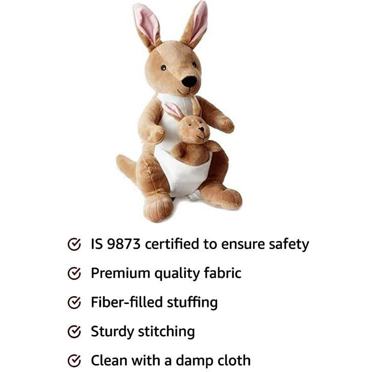 Hug 'N' Feel Soft Toys Soft Toys Long Soft Lovable Hugable Cute Giant Life Size Figure Toy Bear Plush & Stuffed Toys (30 Cm Soft Toys, Kangaroo With Baby) Lovely Teddy Figure Toy