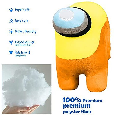 Hug 'N' Feel Soft Toys Among Us Plush Toy Plush & Stuffed Toys (18 Cm) Among Us Merch Cute Soft Plush Bulging Eyes Astronaut Plush Figure Toy Plush & Stuffed Toys (Yellow&Orange) Lovely Teddy Figure