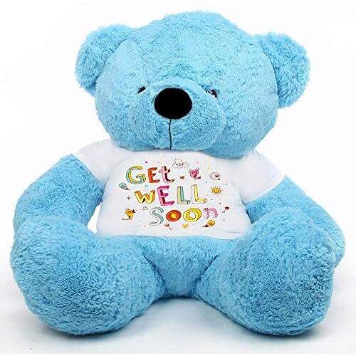 Hug'N'Feel Soft Toys Big Teddy Bear Wearing Get Well Soon T-Shirt 3 Feet Blue_T Shirt_Get Well Soon Plush & Stuffed Toys