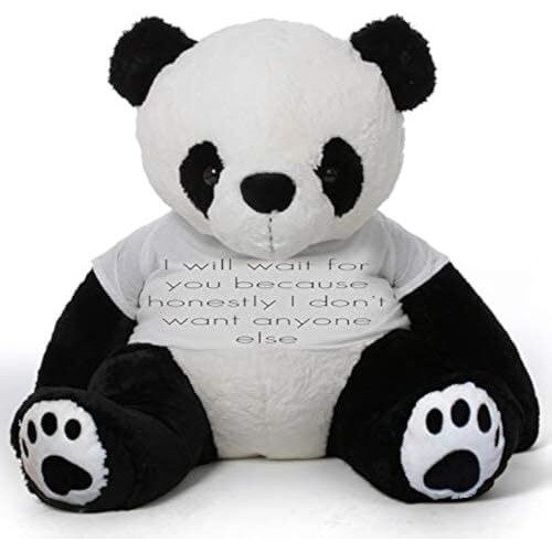 Hug 'N' Feel Soft Toys Big Teddy Panda Wearing I Will Wait For You Because Honestly I Don'T Want Anyone Else T-Shirt 3 Feet Panda_T Shirt_I Will Wait For You Plush & Stuffed Toys