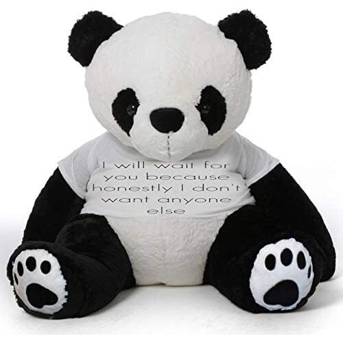 Hug 'N' Feel Soft Toys Big Teddy Panda Wearing I Will Wait For You Because Honestly I Don'T Want Anyone Else T-Shirt 3 Feet Panda_T Shirt_I Will Wait For You Plush & Stuffed Toys