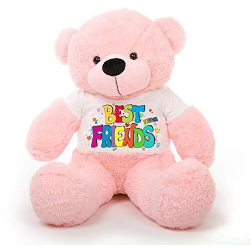 Hug 'N' Feel Soft Toys  Big Teddy Bear Wearing Best Friend Forever T-Shirt Plush & Stuffed Toys (4 Feet Pink)