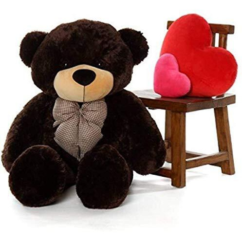 Hug 'N' Feel Soft Toys Loveable Hugable Soft Giant Life Size, Long Huge Teddy Bearplush & Stuffed Toys (Best For Someone Special) Coffee 7 Feet 210 Cm With Free Heart Shape Cusion