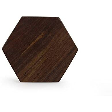 Exclusivelane 'six Cornered Spring' Wooden Coasters Set Of 6 (Brown, Sheesham Wood)|Coasters For Dining Table For Hot Pots Tea Coasters Set Of 6 Table Coasters Tea Coaster Set Coster Wooden Coaster