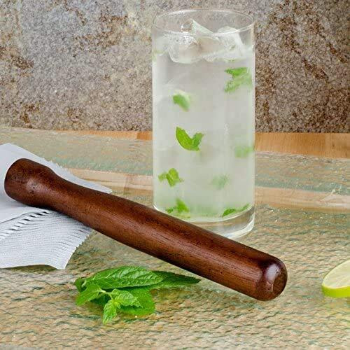 Nj Sheesham Wooden Muddler Bar Tool, 10 - Inch Hardwood Mojito Muddler With Flat Head, Commercial Grade Cocktail Drink Muddlers, Bar Accessories 1 Pc.