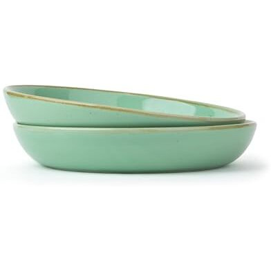 Shay Ceramic Pasta Bowl Set, 22Cm, 2 Pieces, Mint Speckle | Glossy Finish | Stoneware Ceramic Serving Bowls | Pasta Plate | Deep Plate | Pasta Serving Plate (Pasta Plate - Mint Speckle)