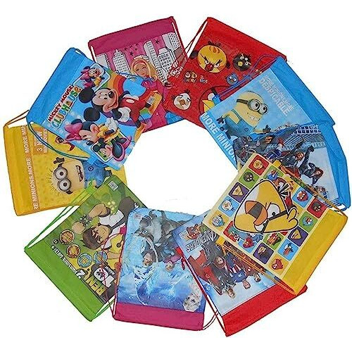 Royals Kids Birthday Return Gifts For Birthday Multicolour Printed Kids Haversack Bags (Multicolour Pack Of 12)