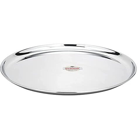 Vinod Mirror Finished Bangla Bogi Steel Dinner Plate - Pack Of 6 (Dia- 29Cm, 11.4 Inch)