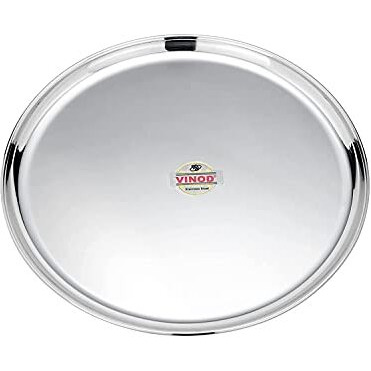 Vinod Mirror Finished Bangla Bogi Steel Dinner Plate - Pack Of 6 (Dia- 29Cm, 11.4 Inch)