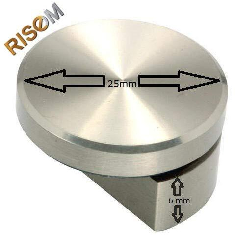 Riseom Brass Half Round Wall Mount Mirror Holder Bracket (Silver, 6 Mm) - Pack Of 4