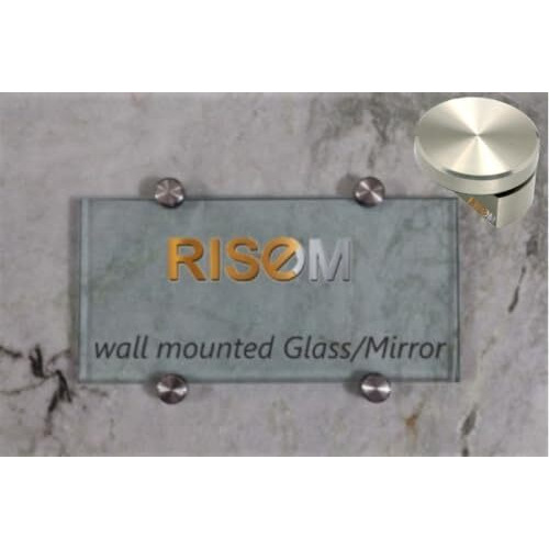 Riseom Brass Half Round Wall Mount Mirror Holder Bracket (Silver, 6 Mm) - Pack Of 4