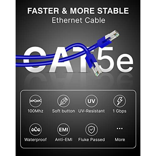 Fedus 1000 Mbps 20 Meter High Speed Rj45 Cat5E Ethernet Patch Cable Lan Cable Internet Network Computer Cable Cord High Speed Gigabit Category 5 Wires For Modem, Router, Camera, Lan Adsl Blue