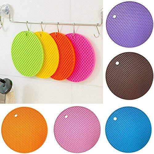 Zollyss 5 Pcs Multi-Purpose Silicone Trivet Mats Round Pot Holder Hot Pot Mats Hot Pad Jar Opener Spoon Rest Heat Resistant Non-Slip Durable Flexible Dishwasher Safe For Home Use