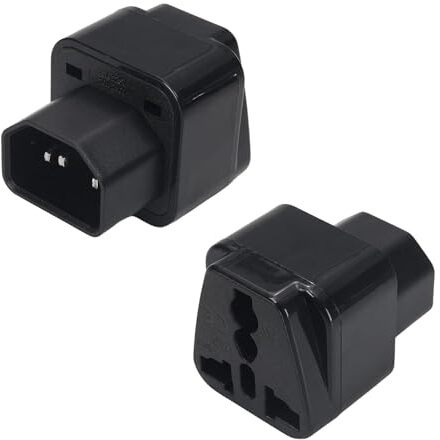 Fentico Ups Iec C14 Male To Universal Female Socket Power Adapter Converter Ac110-250V 10-16A, C14 To Universal Power Socket Converter For Ups (Black, 1 Piece)