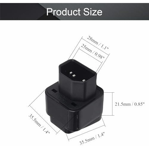 Fentico Ups Iec C14 Male To Universal Female Socket Power Adapter Converter Ac110-250V 10-16A, C14 To Universal Power Socket Converter For Ups (Black, 1 Piece)