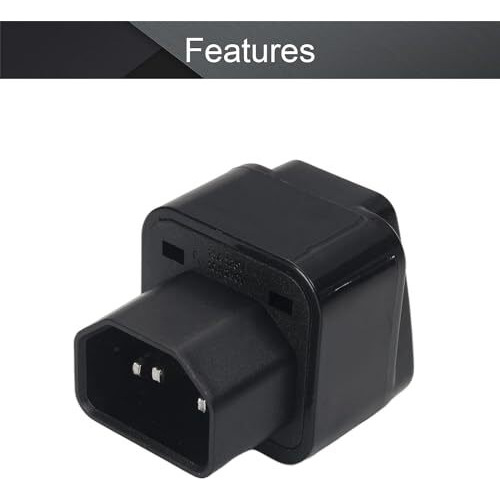 Fentico Ups Iec C14 Male To Universal Female Socket Power Adapter Converter Ac110-250V 10-16A, C14 To Universal Power Socket Converter For Ups (Black, 1 Piece)