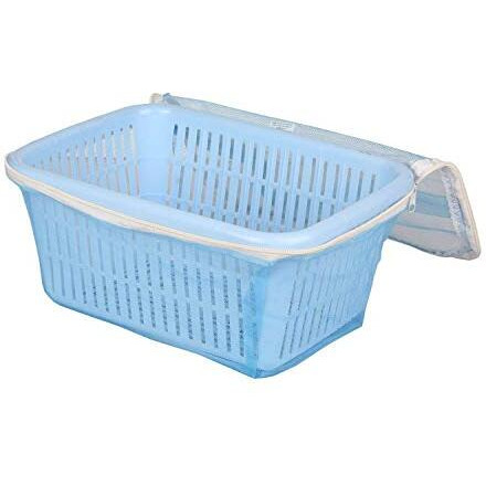 Vellura Fruits Basket With Net Cover Vegetables Basket For Kitchen, Space-Saving Vegetable Storage Rack Organized And Fresh With Practical And Elegant Solution Storage Basket With Cover (Blue)