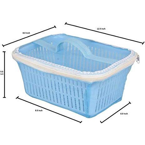Vellura Fruits Basket With Net Cover Vegetables Basket For Kitchen, Space-Saving Vegetable Storage Rack Organized And Fresh With Practical And Elegant Solution Storage Basket With Cover (Blue)