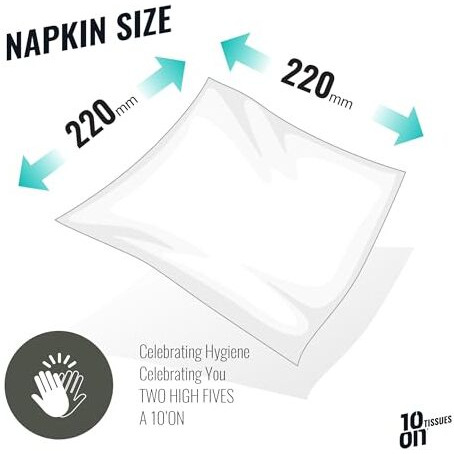 10On Lite 2 Ply Tissue Paper Napkin | 300 Pulls | 50 Pulls X 6 Packs | 100% Natural Virgin Cellulose Fiber