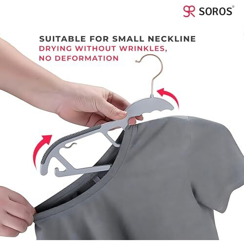 Soros Clothes Hangers (Pack Of 10) With Non-Slip Pads, Space Saving, 6 Mm Thickness, Super Lightweight Organizer, Clothes Hanger For Wardrobe, Clothing Hanging (Dh19Plgrb)