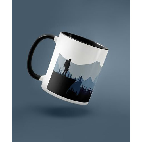 Navadey Black Ceramic Coffee Mug 325 Ml For Coffee Tea Milk Beverages | Stylish Tea Cup For Home & Kitchen | Coffee Cup With Travel/Motivational Quotes - Lost In Nature