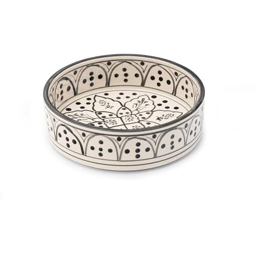 Claymistry Ceramic Ivory With Green Print Bowl, Set Of 1 | 23Cm * 23Cm * 7Cm | Glossy Finish | Dishwasher, Oven & Microwave Safe | Salad, Fruit, Soup, Dessert Bowl | Premium Kitchen Crockery