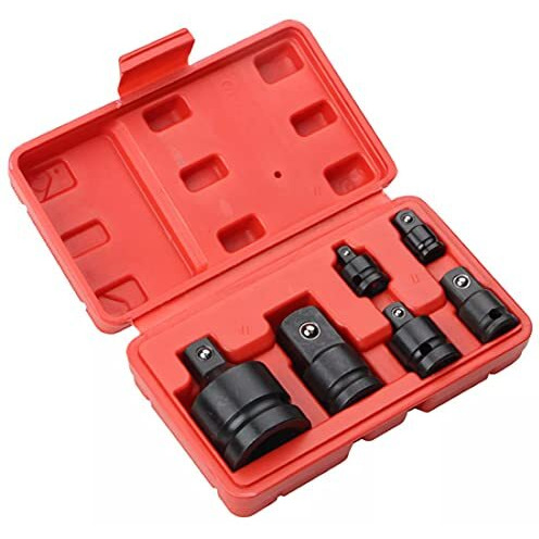 Aasons Pneumatic Air Impact Adapter And Reducer Socket Set Female To Male Or Male To Female Convertor 1/4", 3/8", 1/2" & 3/4" Square Drive (6 Pieces/Set), Chrome Vanadium Steel