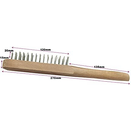 Inditrust Carbon Steel Wire Hand Brush 10 Inch Length Wooden Handle (2Pcs)