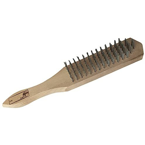 Inditrust Carbon Steel Wire Hand Brush 10 Inch Length Wooden Handle (2Pcs)