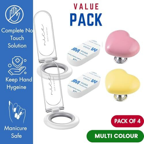 Redticket Toilet Seat Lifter Clip | Lid Lifter With Heart Shaped Flush Button Assist For Hygienic, Manicure Safe & Clean Touch | Seat Side Holder & Cover Opener (Pack Of 4)
