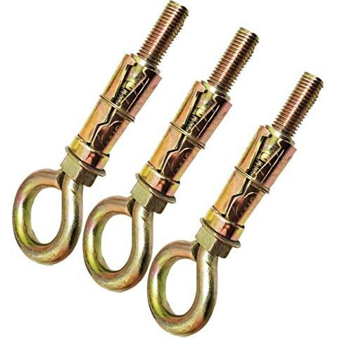 Pure Source India Swing Anchor Fasteners Hook For Hanging Swing, 12 Mm, 6 Piece, Metal, Gold
