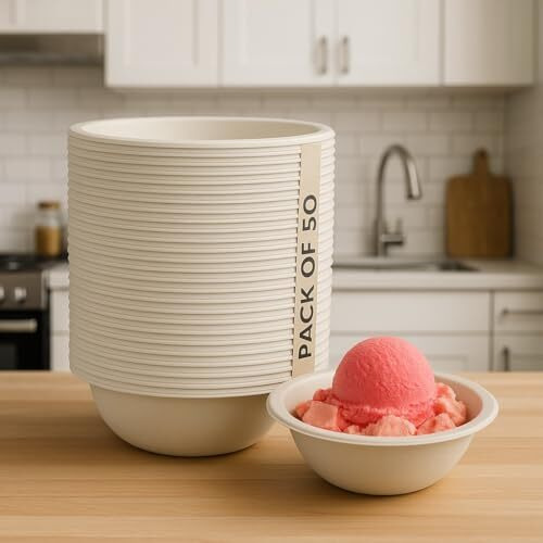 Swhf 180 Ml Disposable Bowls - Pack Of 50, Eco-Friendly & Biodegradable, Serving Bowl For Snacks, Dinner, Birthdays, Weddings & Parties - Paper Disposable Bowl (White, Round)