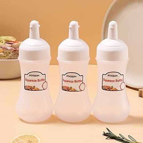 Tomatus Food Ketchup Dispenser Salad Dressing Storage Squeeze Bottle Refillable Condiment Bottle 280Ml (Pack Of 3)