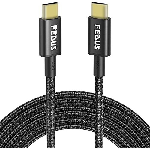 Fedus 9.8 Feet/3 Meter Type-C To Type C Fast Charging Cable Usb 3.0 20V/5A Fast Pd Charger 100W Output Usb C Braided Cord Compatible With Ssd Hard Drive, Macbook, I-Pad, Pixel, Galaxy, Type C Devices,